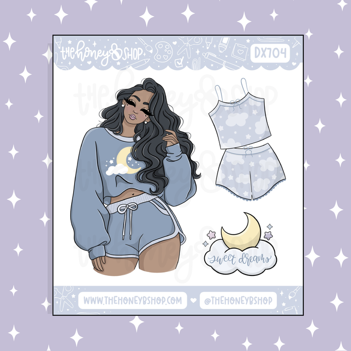 Sleepy Daze Sleepover Babe Deco Doodle Sticker | Choose your Skin Tone! | February Patreon