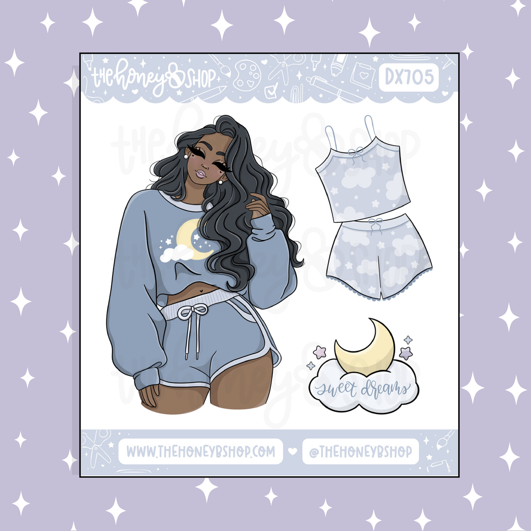 Sleepy Daze Sleepover Babe Deco Doodle Sticker | Choose your Skin Tone! | February Patreon