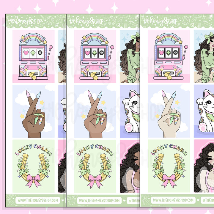 Etiqueta engomada del Doodle de cajas llenas de aguamarina | Patreón de marzo | ¡Elige tu tono de piel!