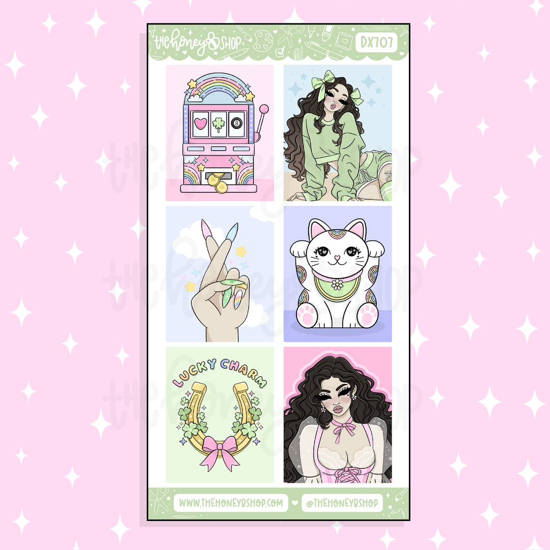 Etiqueta engomada del Doodle de cajas llenas de aguamarina | Patreón de marzo | ¡Elige tu tono de piel!