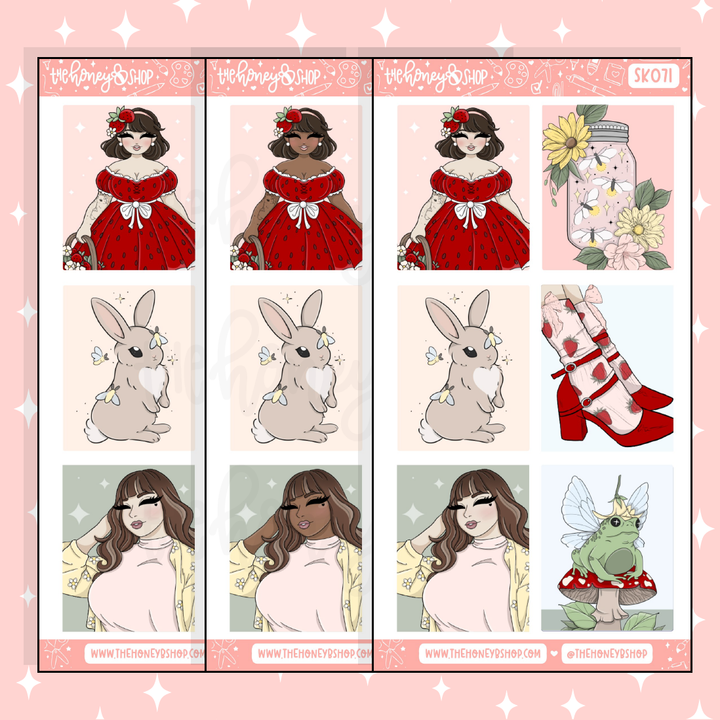 Strawberry Fields Full Boxes Doodle Sticker | A La Carte | Choose your Skin Tone!