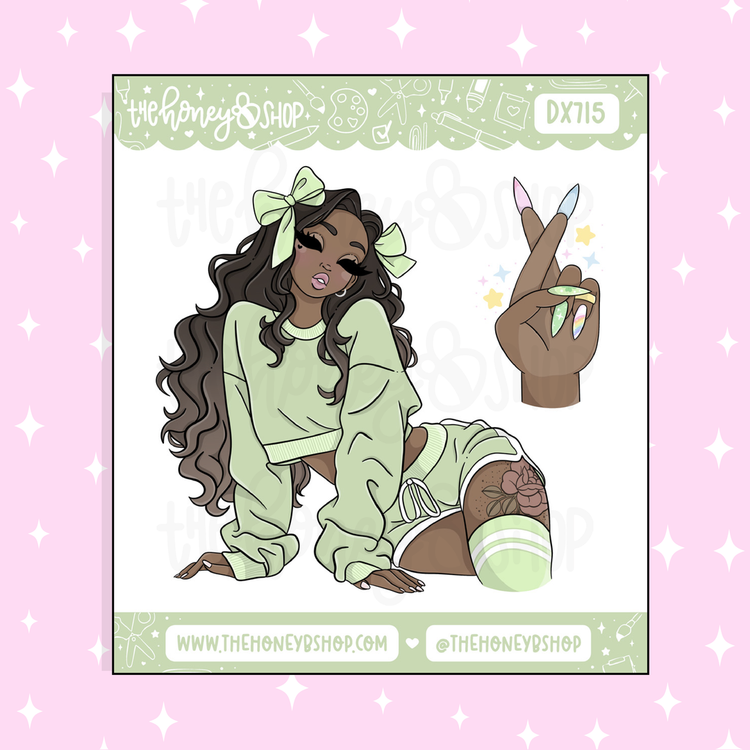 Lucky Babe Deco Doodle Sticker | Choose your Skin Tone! | March Patreon