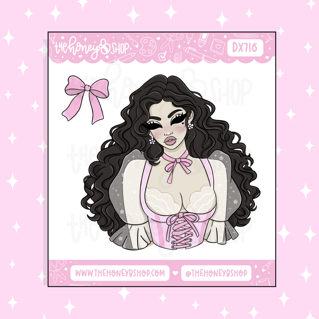 Bowtiful Babe Deco Doodle Sticker | Choose your Skin Tone! | March Patreon