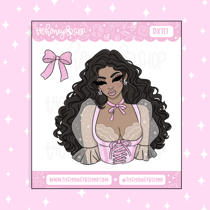 Bowtiful Babe Deco Doodle Sticker | Choose your Skin Tone! | March Patreon
