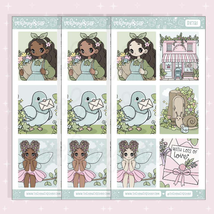 Petal Post Full Boxes Doodle Sticker Sheet | Choose your Skin Tone! | May Patreon