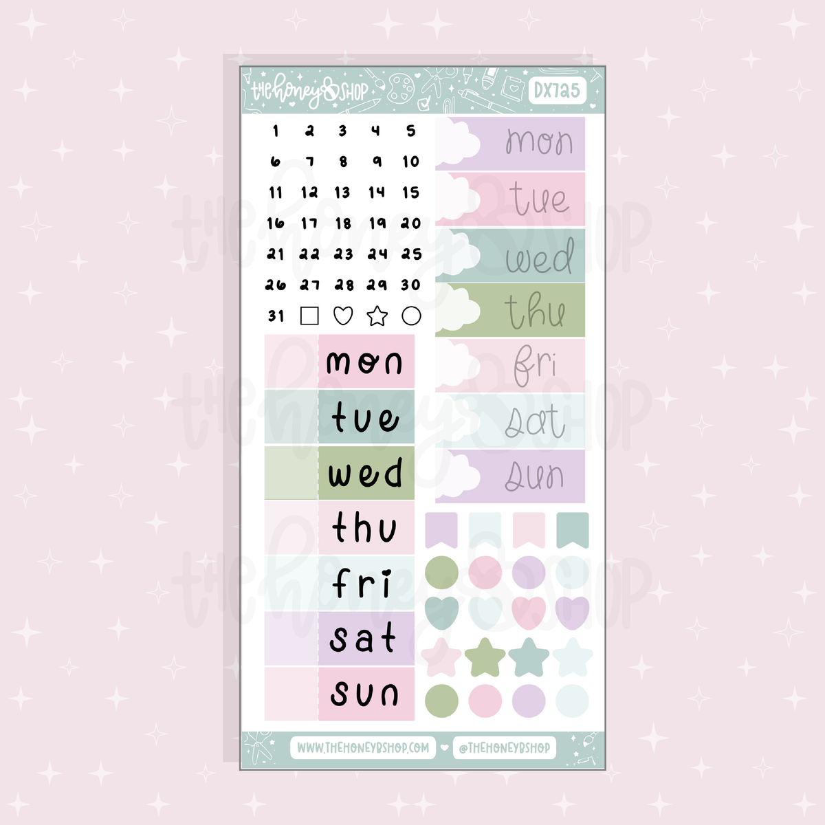 Petal Post Date Covers + Numbers Doodle Sticker Sheet | May Patreon