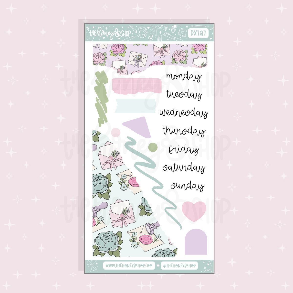 Petal Post Journaling + Days of the Week Doodle Sticker Sheet | May Patreon