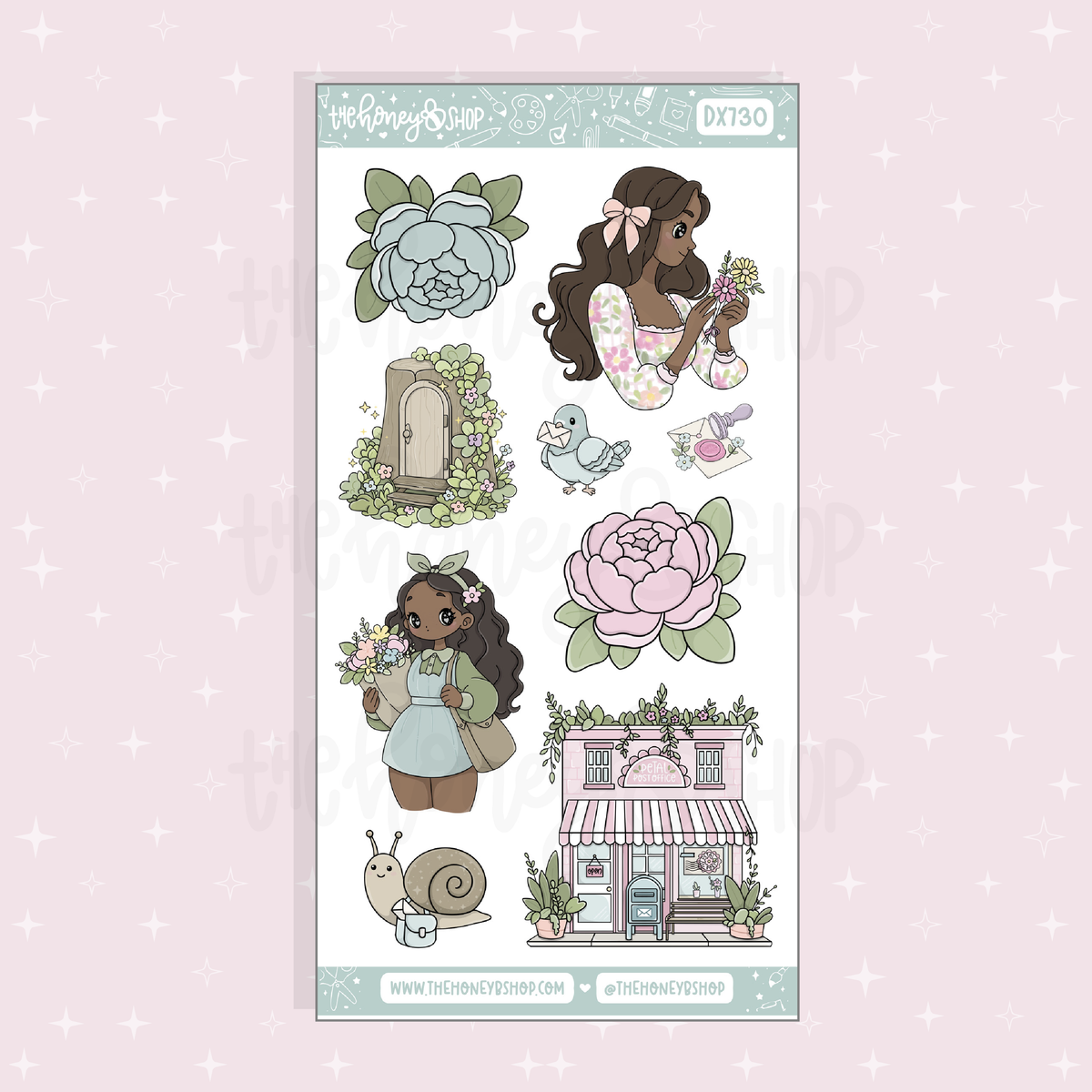 Petal Post Large Babe Deco Doodle Sticker Sheet | Choose your Skin Tone! | May Patreon