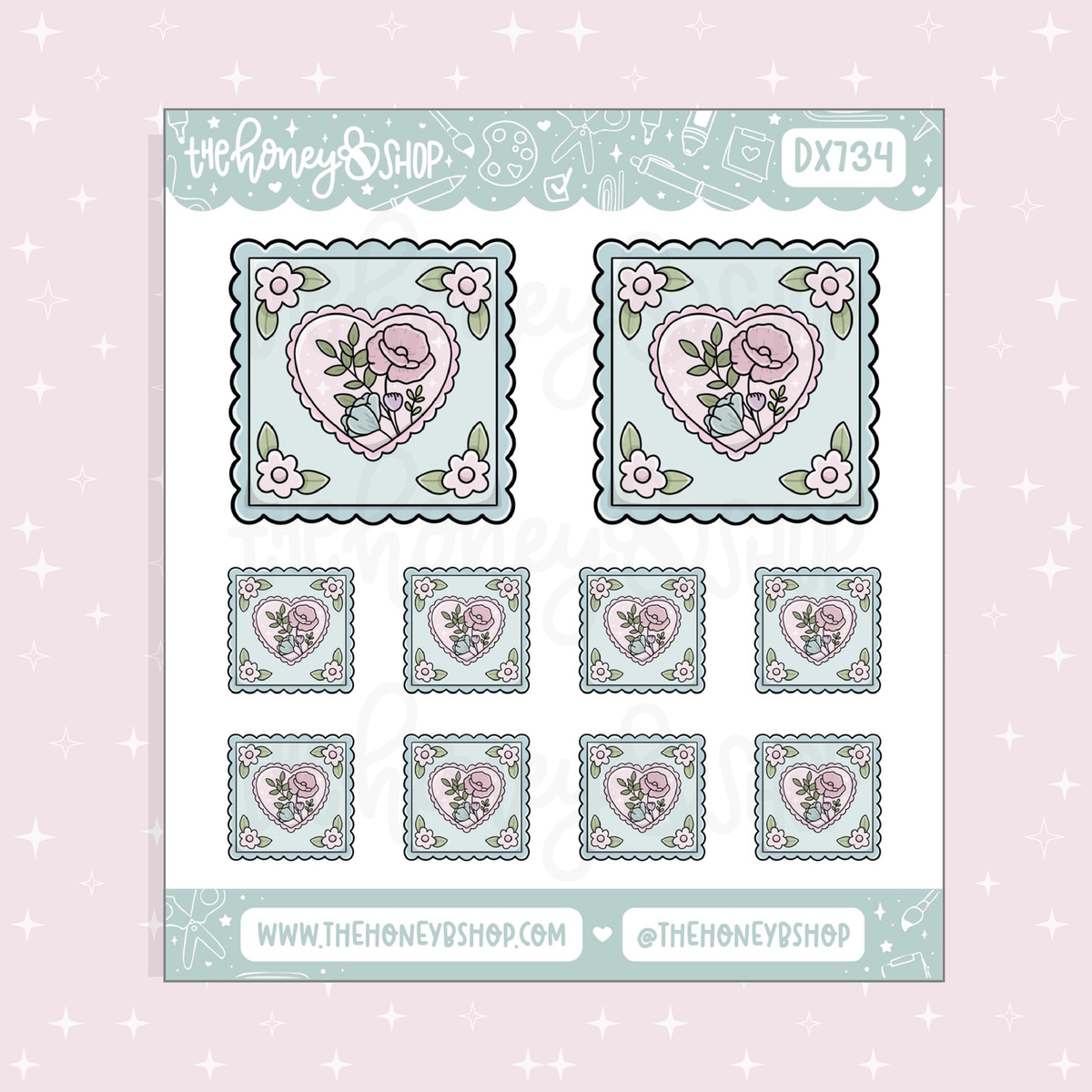 Petal Post Stamps Doodle Sticker Sheet | May Patreon