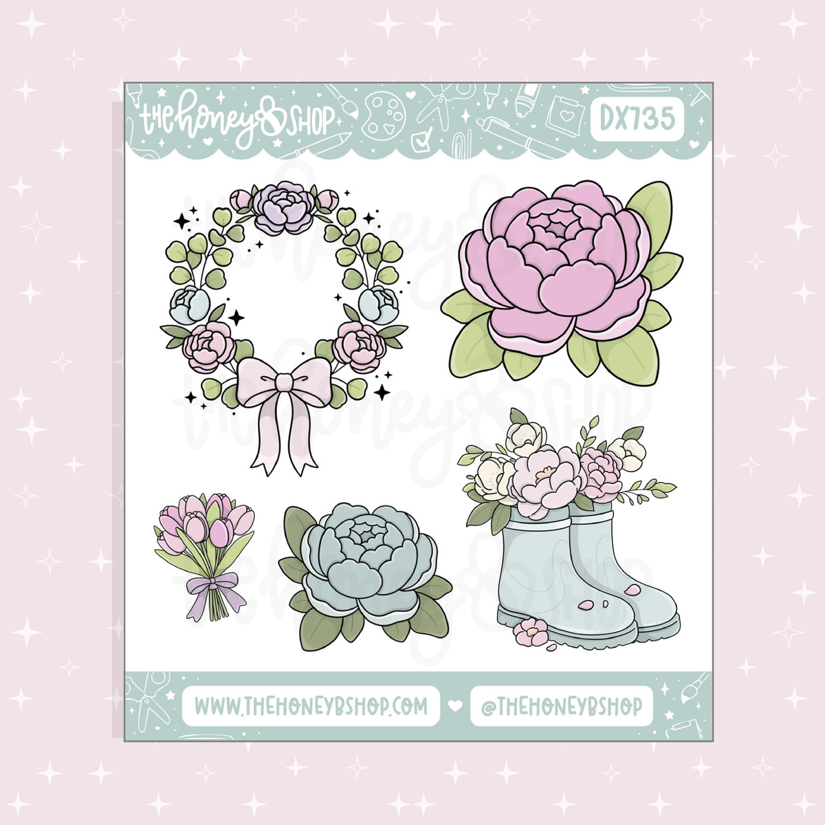 Petal Post Florals Doodle Sticker Sheet | May Patreon