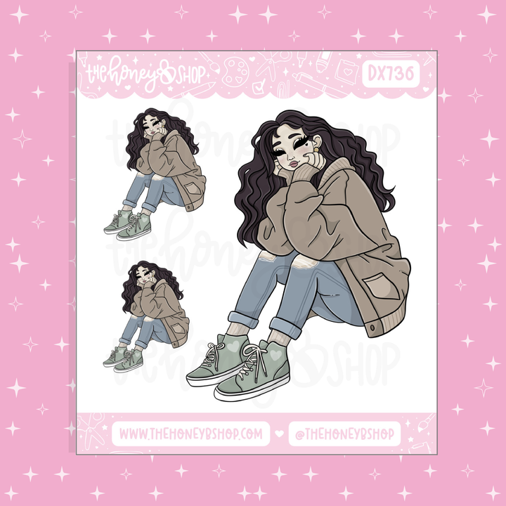 Chilled Out Babe Doodle Sticker Sheet | Choose your Skin Tone!