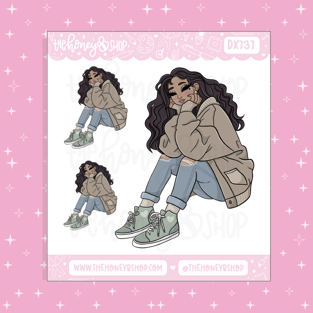 Chilled Out Babe Doodle Sticker Sheet | Choose your Skin Tone!