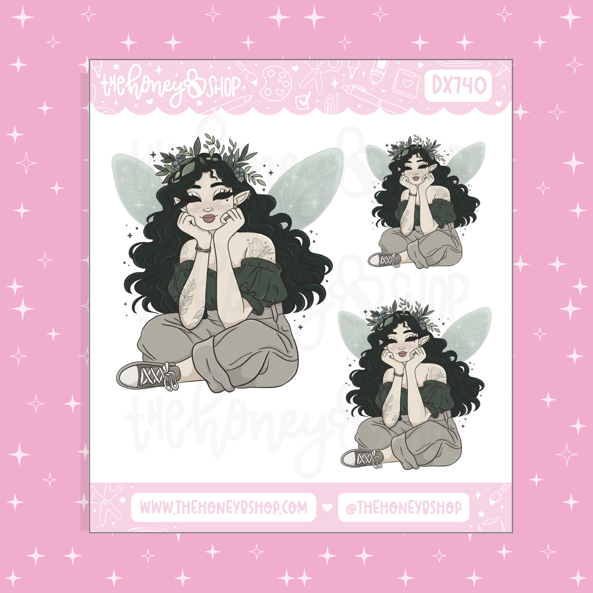 Forest Fairy Babe Doodle Sticker Sheet | Choose your Skin Tone!