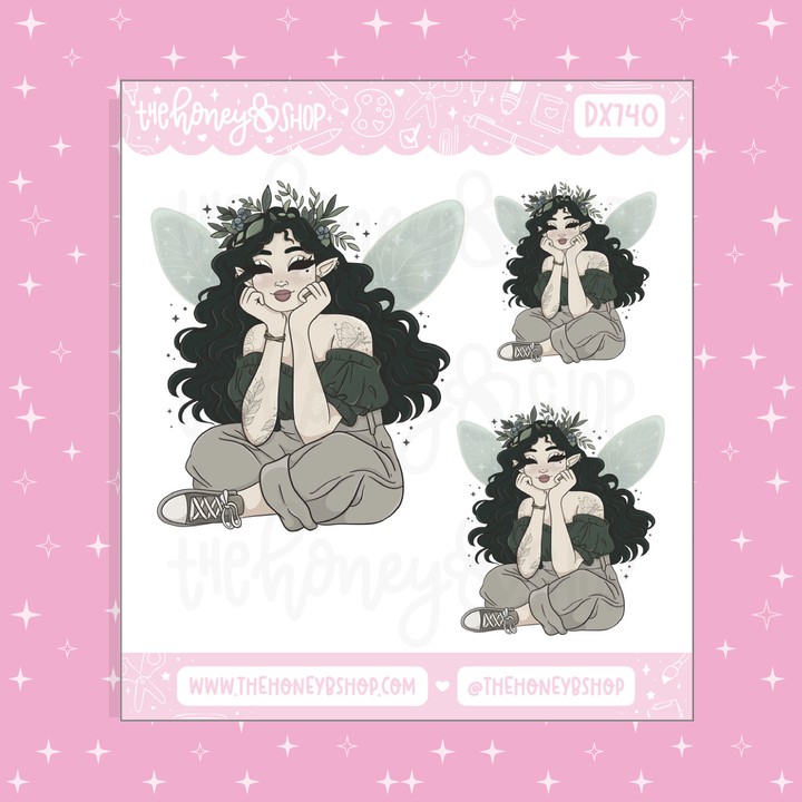 Forest Fairy Babe Doodle Sticker Sheet | Choose your Skin Tone!