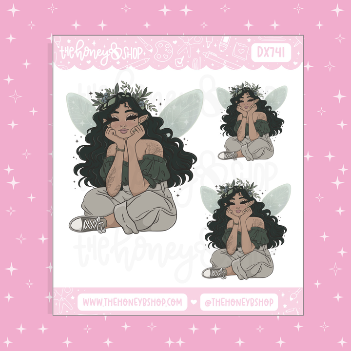 Forest Fairy Babe Doodle Sticker Sheet | Choose your Skin Tone!