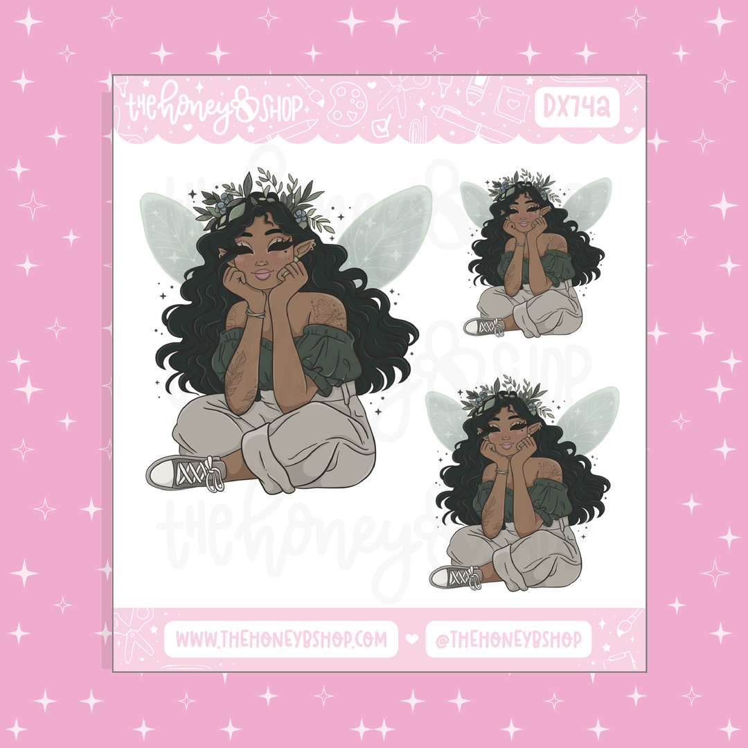 Forest Fairy Babe Doodle Sticker Sheet | Choose your Skin Tone!