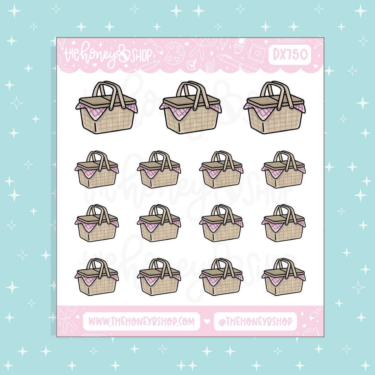 Picnic Basket Doodle Sticker Sheet