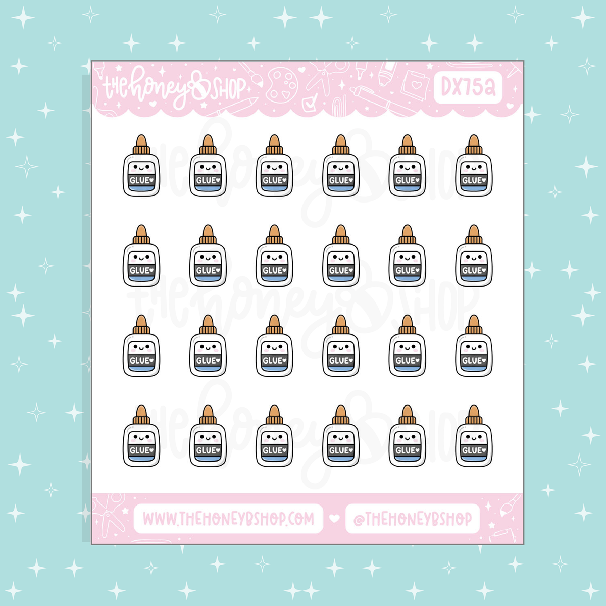 Cutie Glue Bottle Icons Doodle Sticker Sheet