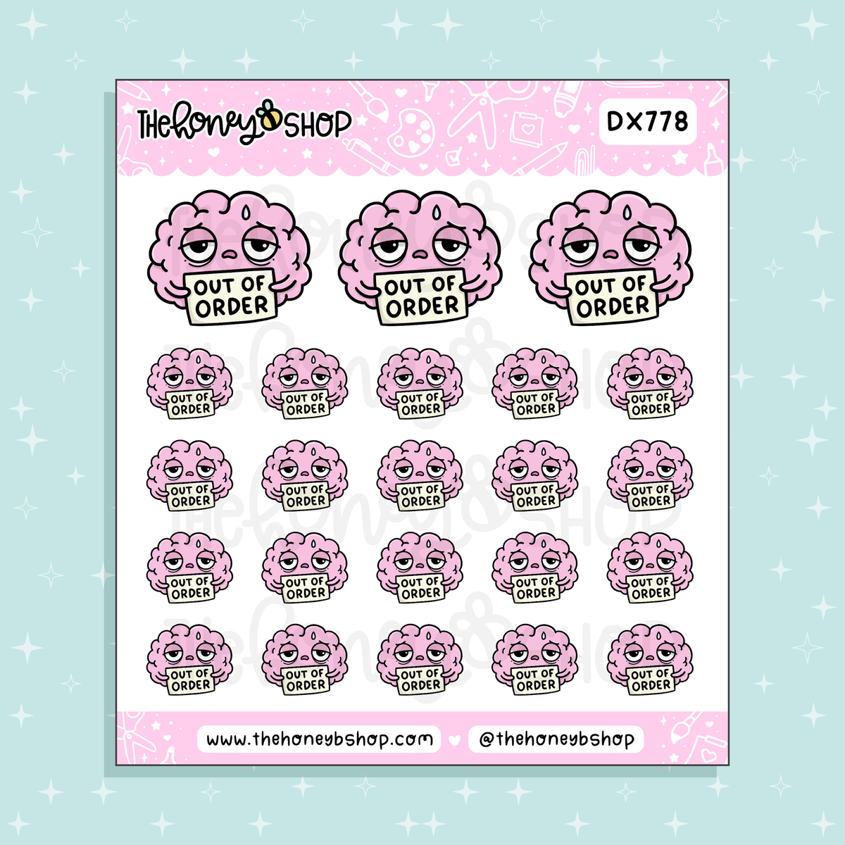 Brain Out of Order Doodle Sticker Sheet