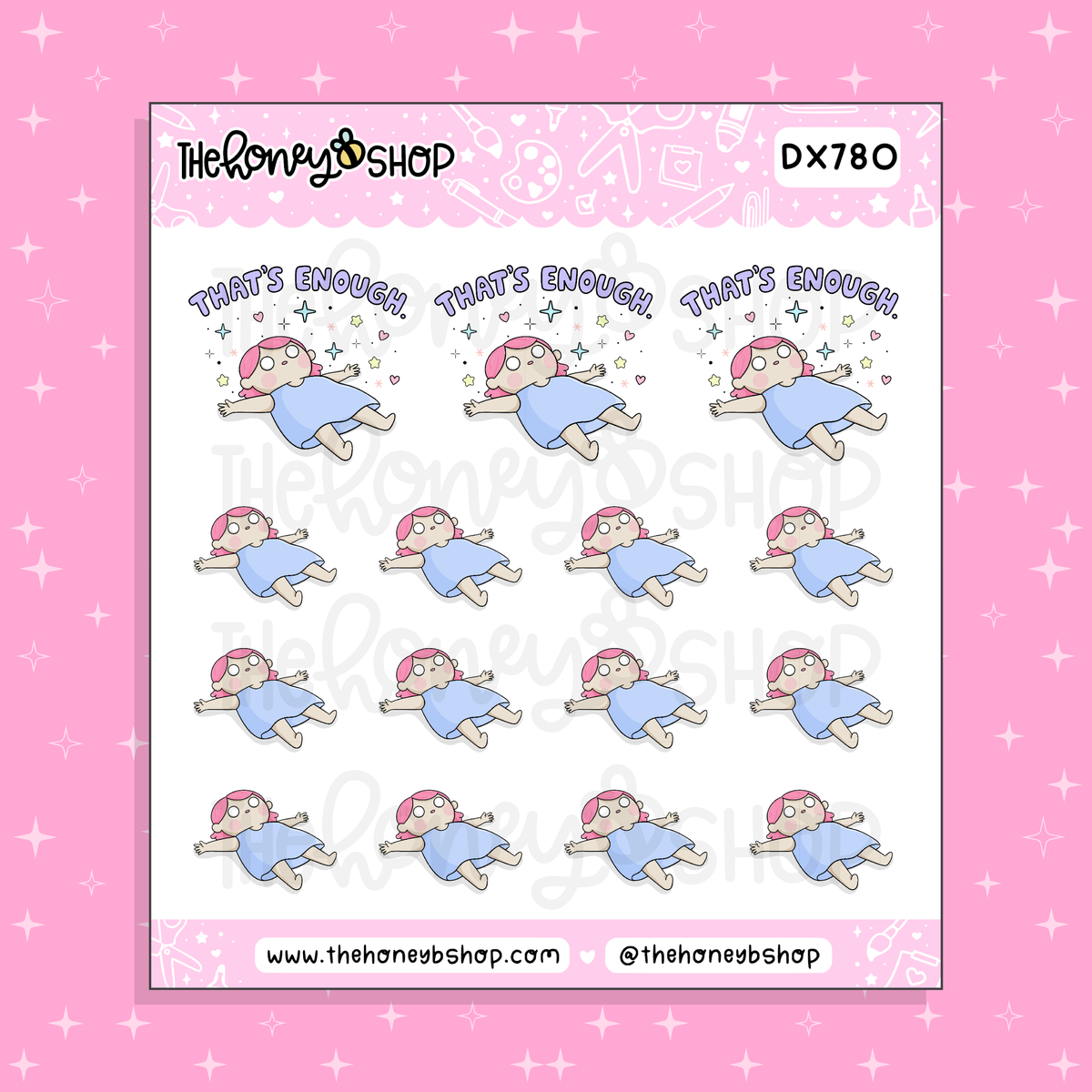 Pastel That's Enough Girlie Doodle Sticker Sheet | Choose Your Skin Tone!