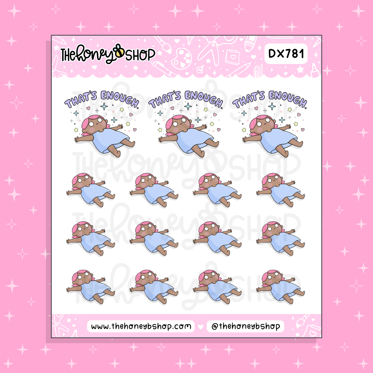 Pastel That's Enough Girlie Doodle Sticker Sheet | Choose Your Skin Tone!