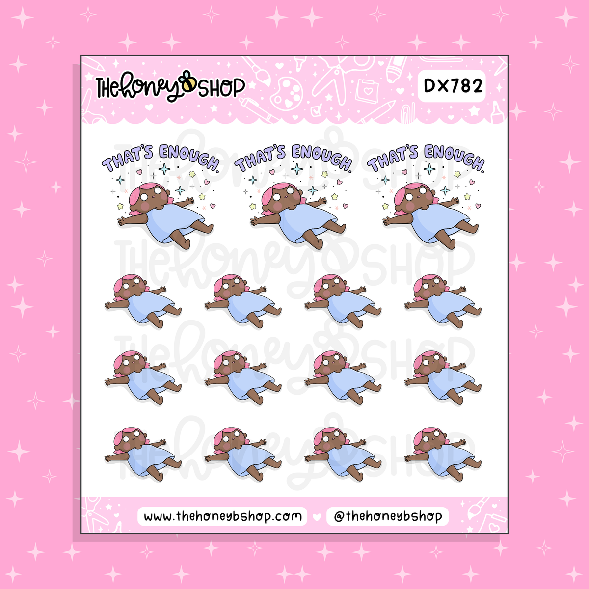 Pastel That's Enough Girlie Doodle Sticker Sheet | Choose Your Skin Tone!