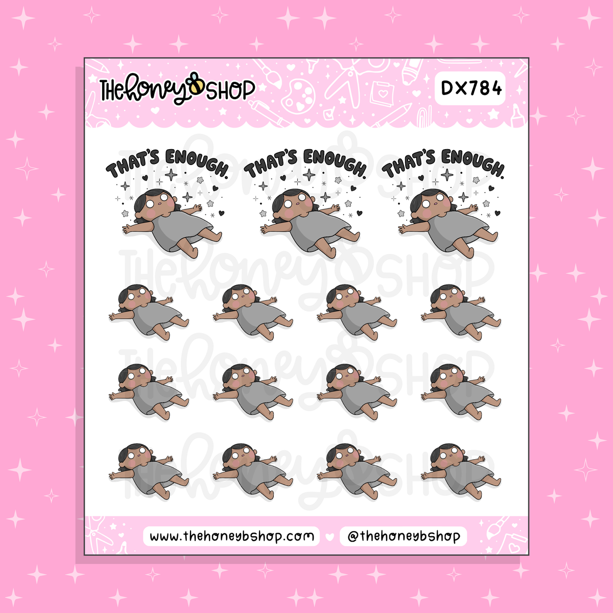 Neutral That's Enough Girlie Doodle Sticker Sheet | Choose Your Skin Tone!