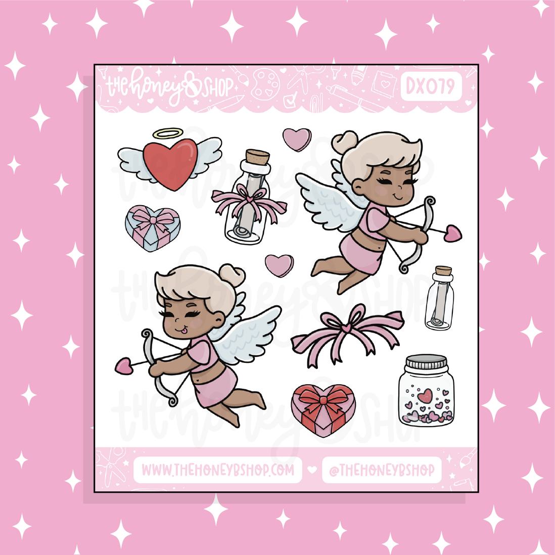 Etiqueta engomada del Doodle de Cupido del bebé | ¡Elige tu tono de piel!