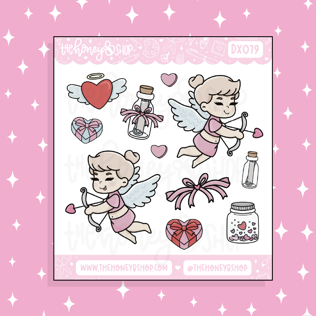 Etiqueta engomada del Doodle de Cupido del bebé | ¡Elige tu tono de piel!