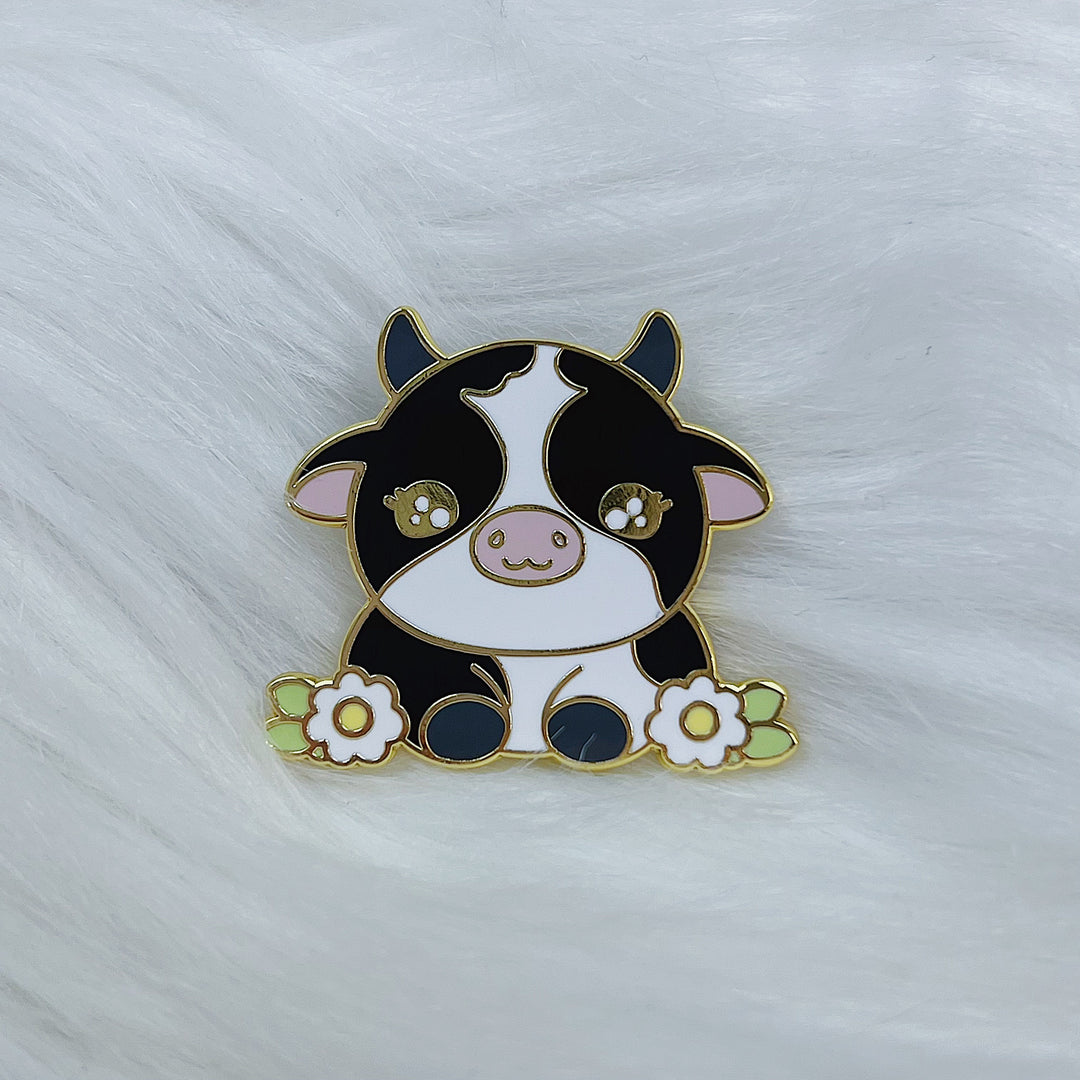 Kawaii Cow Enamel Pin | Gold Plated