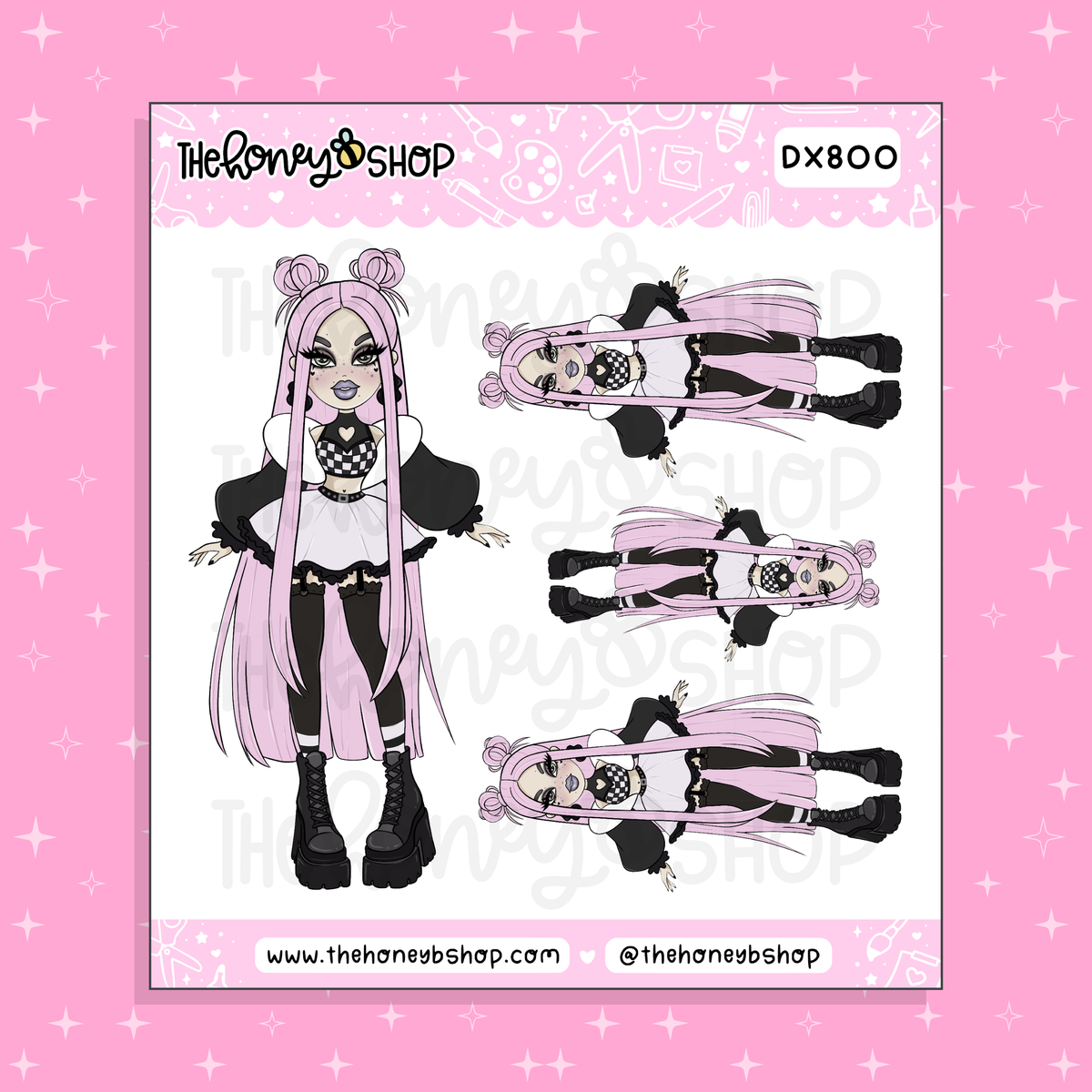 Pastel Emo Bratzz Babe Doodle Sticker Sheet | Choose Your Skin Tone!