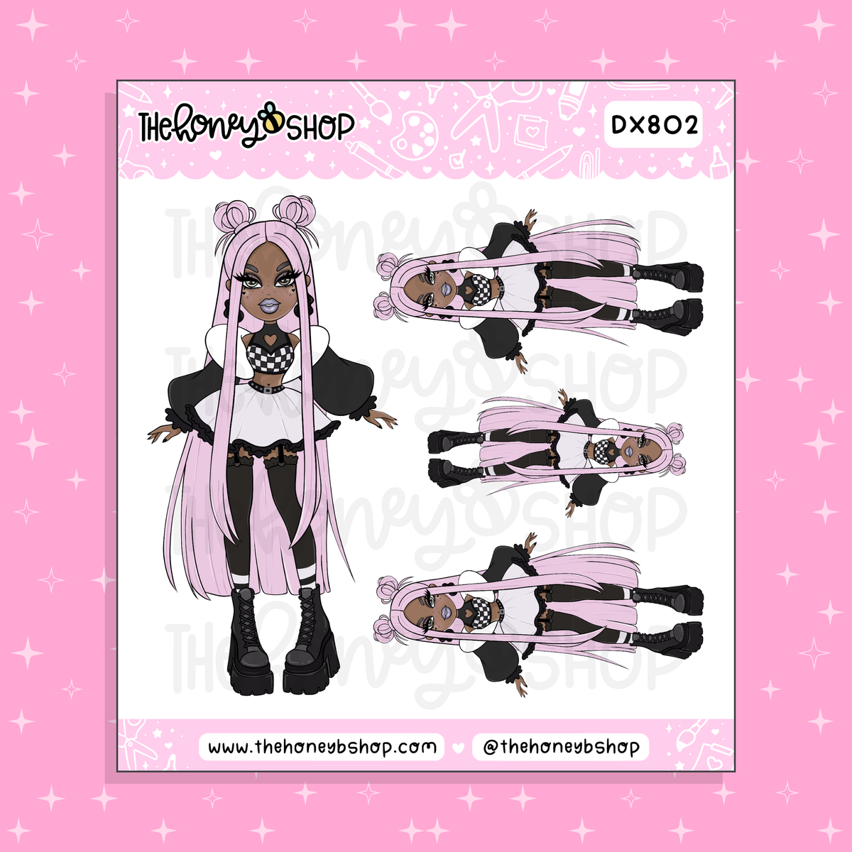 Pastel Emo Bratzz Babe Doodle Sticker Sheet | Choose Your Skin Tone!