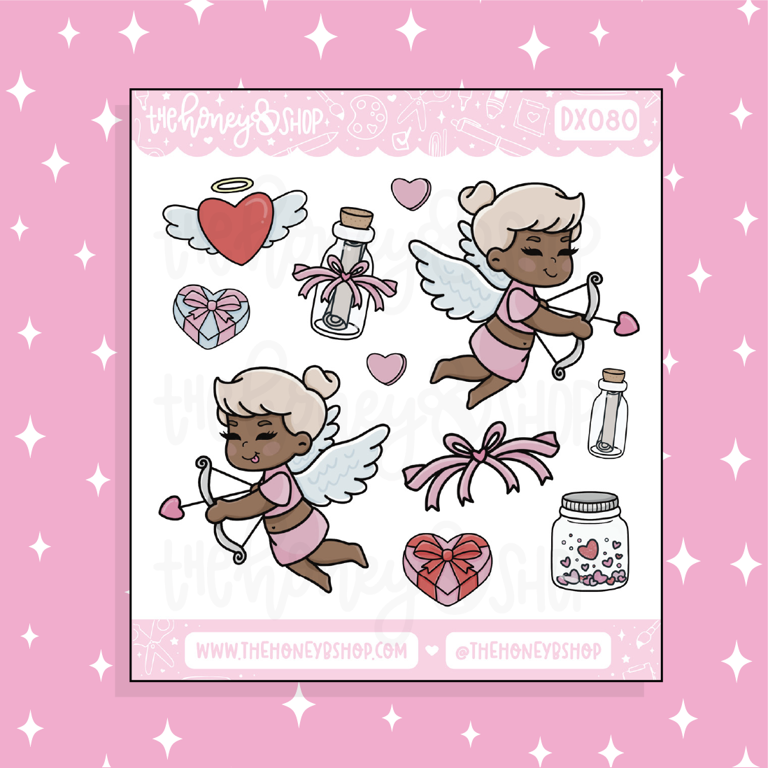 Etiqueta engomada del Doodle de Cupido del bebé | ¡Elige tu tono de piel!
