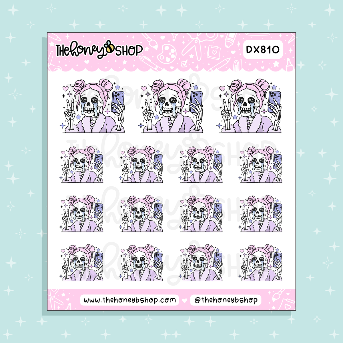 Everything Is Fine Skele Babe Doodle Sticker Sheet