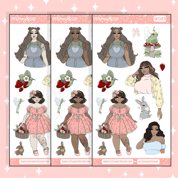 Strawberry Fields Large Babe Deco Doodle Sticker | A La Carte | Choose your Skin Tone!