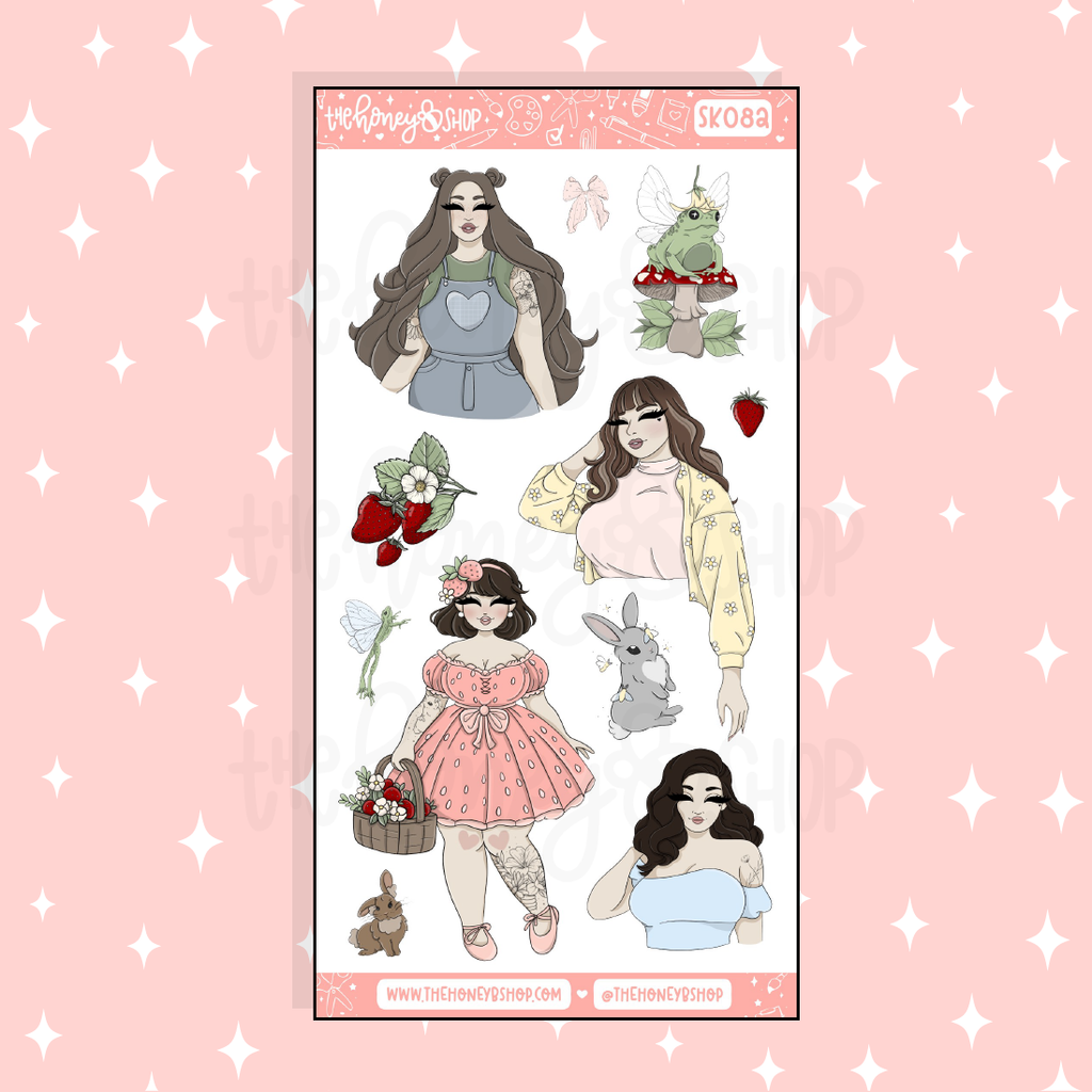 Strawberry Fields Large Babe Deco Doodle Sticker | A La Carte | Choose your Skin Tone!