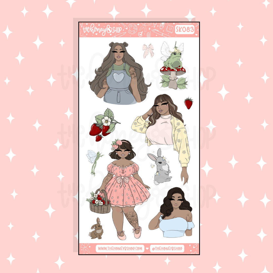 Strawberry Fields Large Babe Deco Doodle Sticker | A La Carte | Choose your Skin Tone!