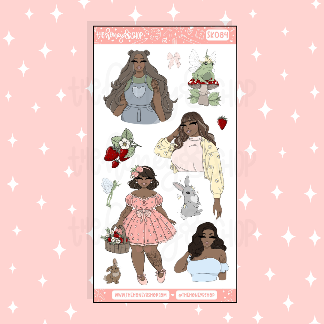 Strawberry Fields Large Babe Deco Doodle Sticker | A La Carte | Choose your Skin Tone!