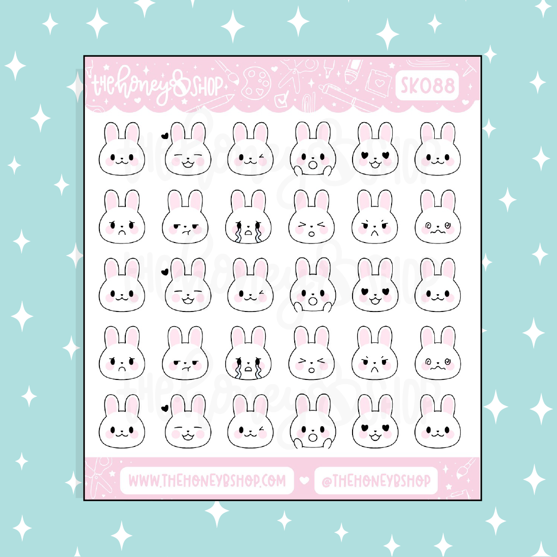 Bunny Emojis Doodle Sticker