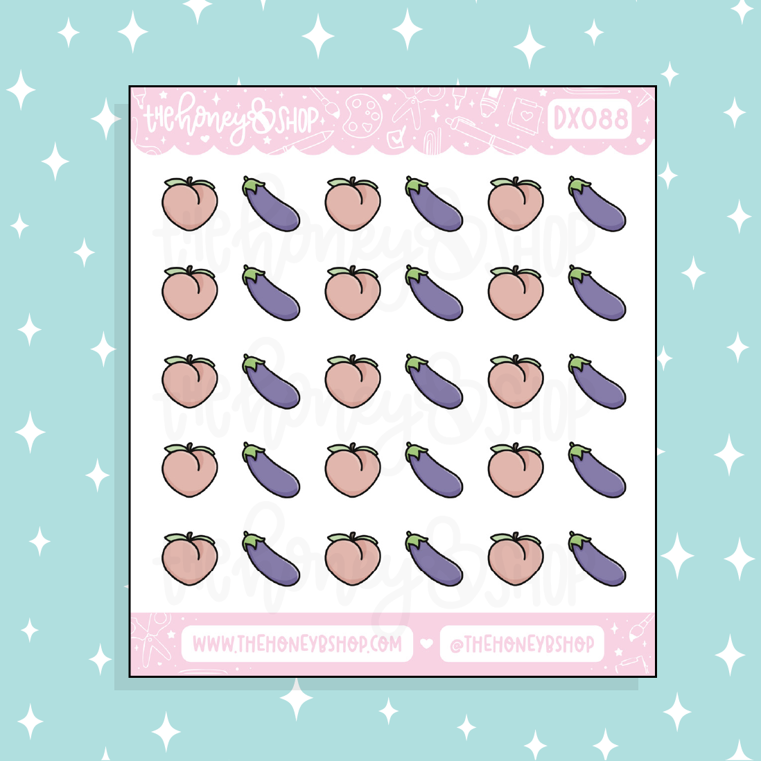 IYKYK Peaches + Eggplant Doodle Sticker
