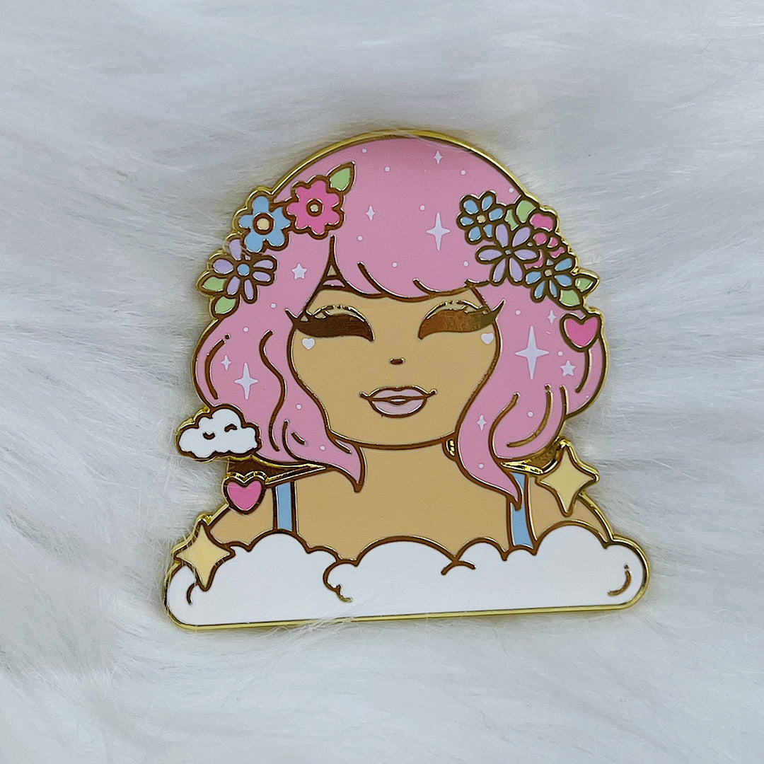 Kawaii Cloud Babe Enamel Pin | Gold Plated | Choose your Skin Tone