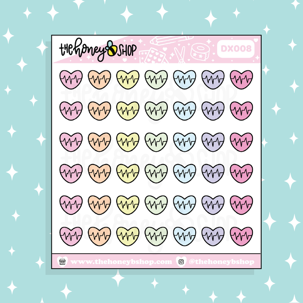 Etiqueta engomada del Doodle del icono del corazón del latido del corazón | ¡Elija su opción de color!