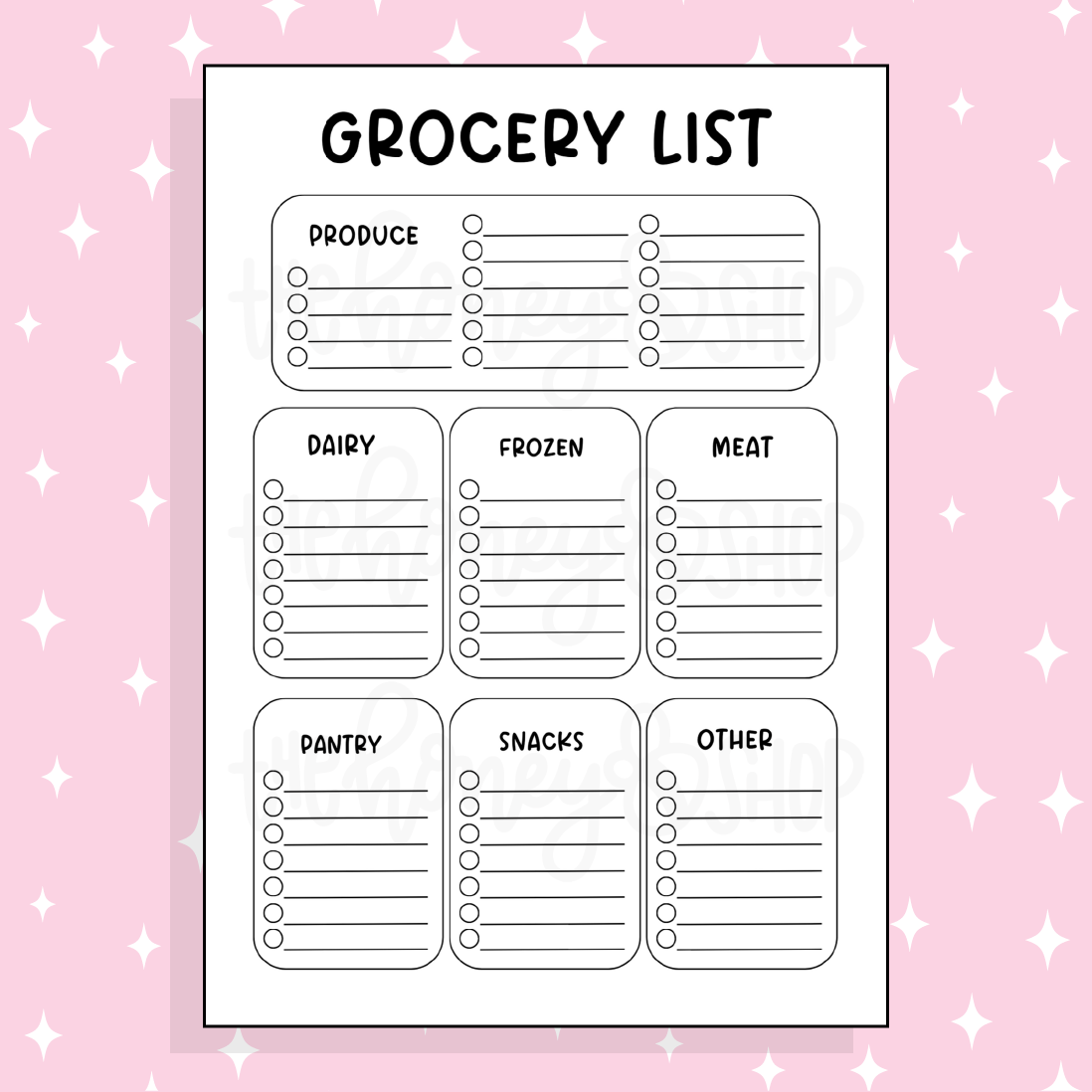 Lista de compras Bee-6 Etiqueta de página completa | B6 Tamaño 5x7 | ¡Elija su opción de color!