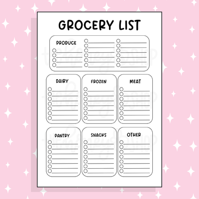 Grocery List Bee-6 Full Page Sticker | B6 Size 5x7 | Choose Your Color Option!
