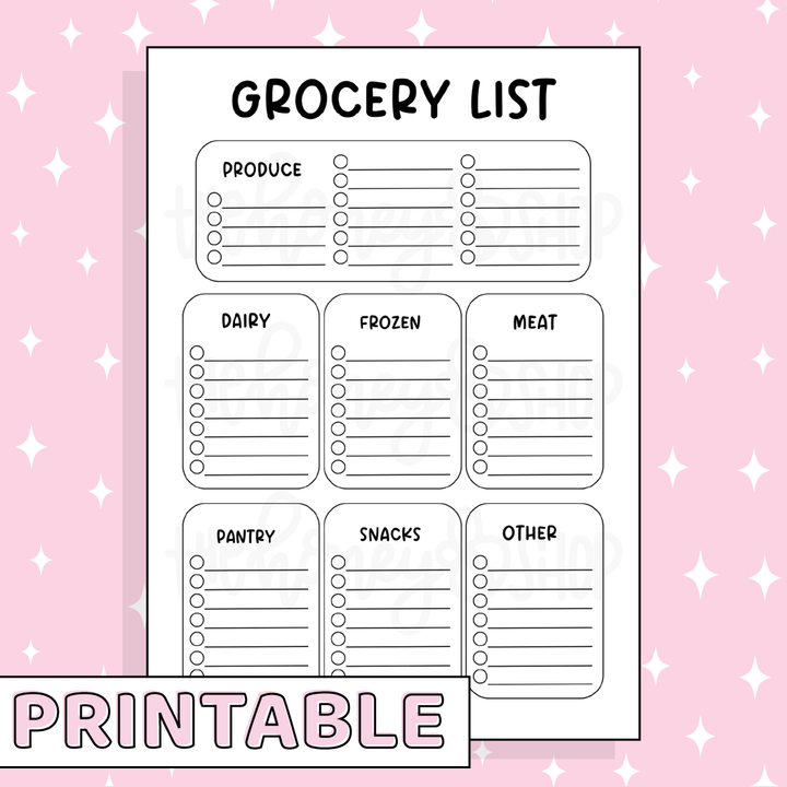 Grocery List Printable Bee-6 Full Page Sticker | B6 Planner | Printable Planner Stickers