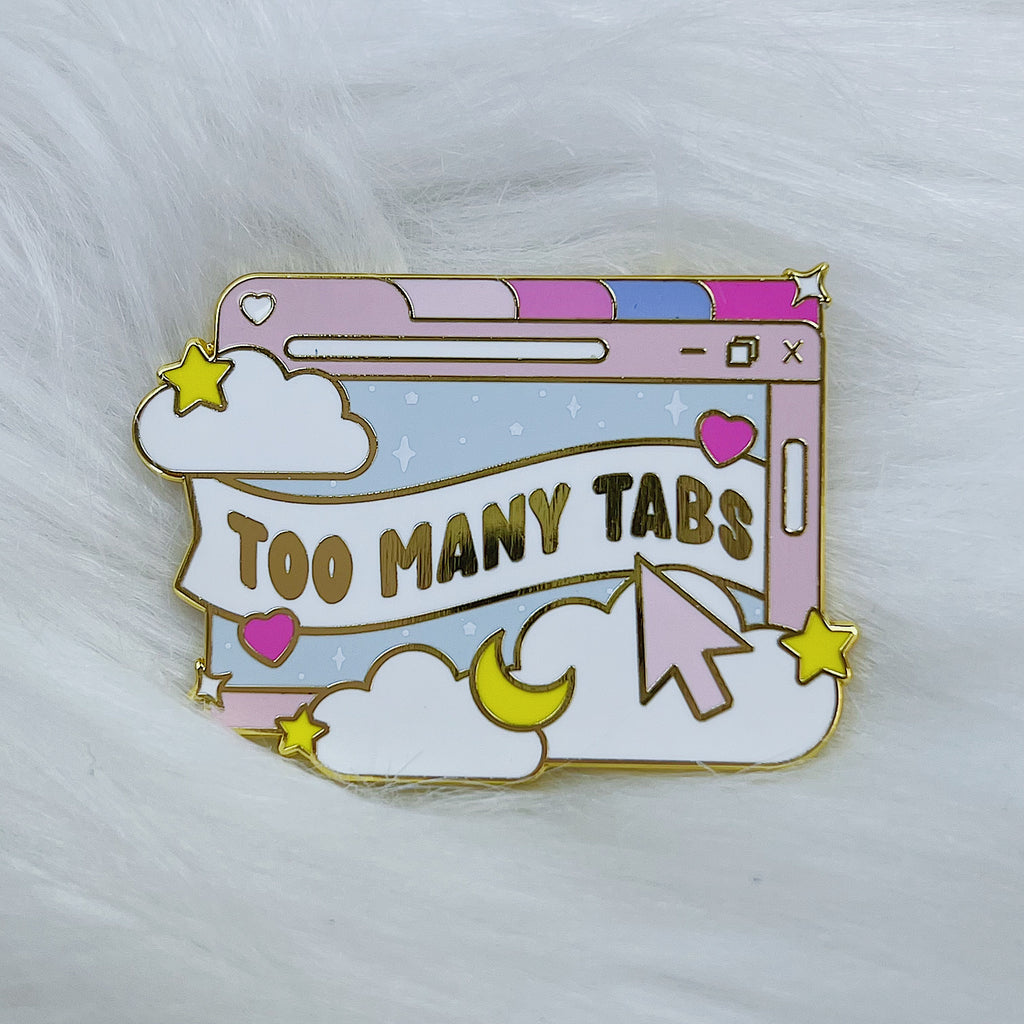 Too Many Tabs Browser Enamel Pin | Gold Plated