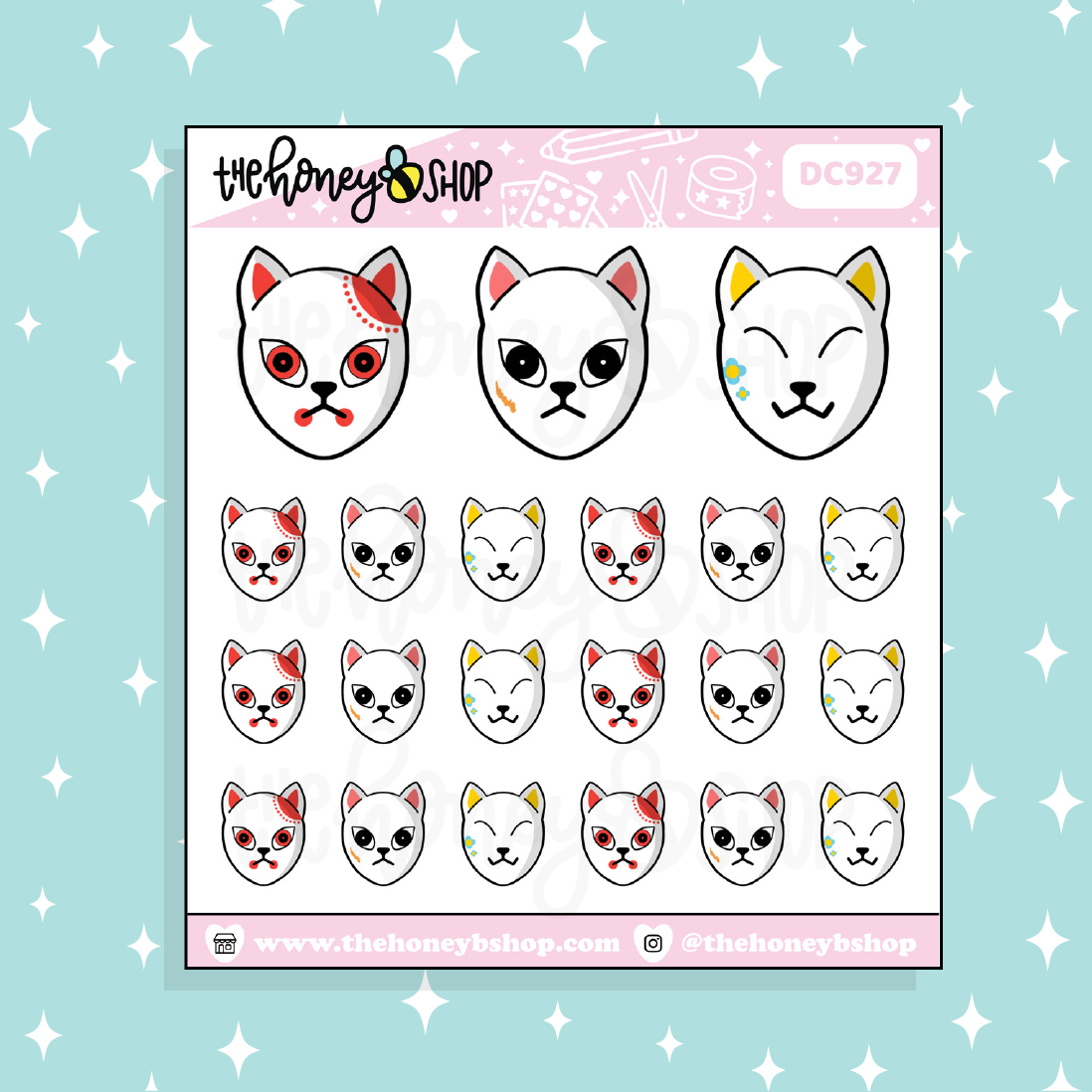 Anime Masks Doodle Sticker