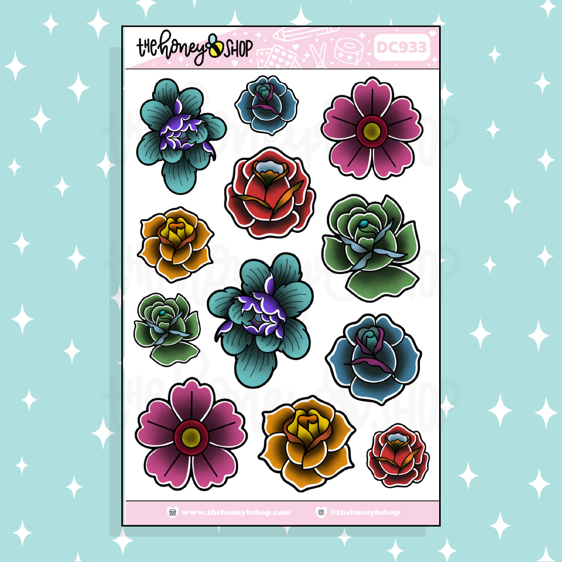Colorful Traditional Florals Doodle Sticker