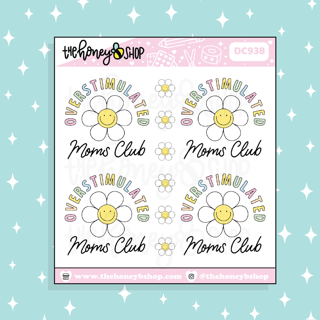 Doodle del Club de Mamás Sobreestimuladas Pegatina