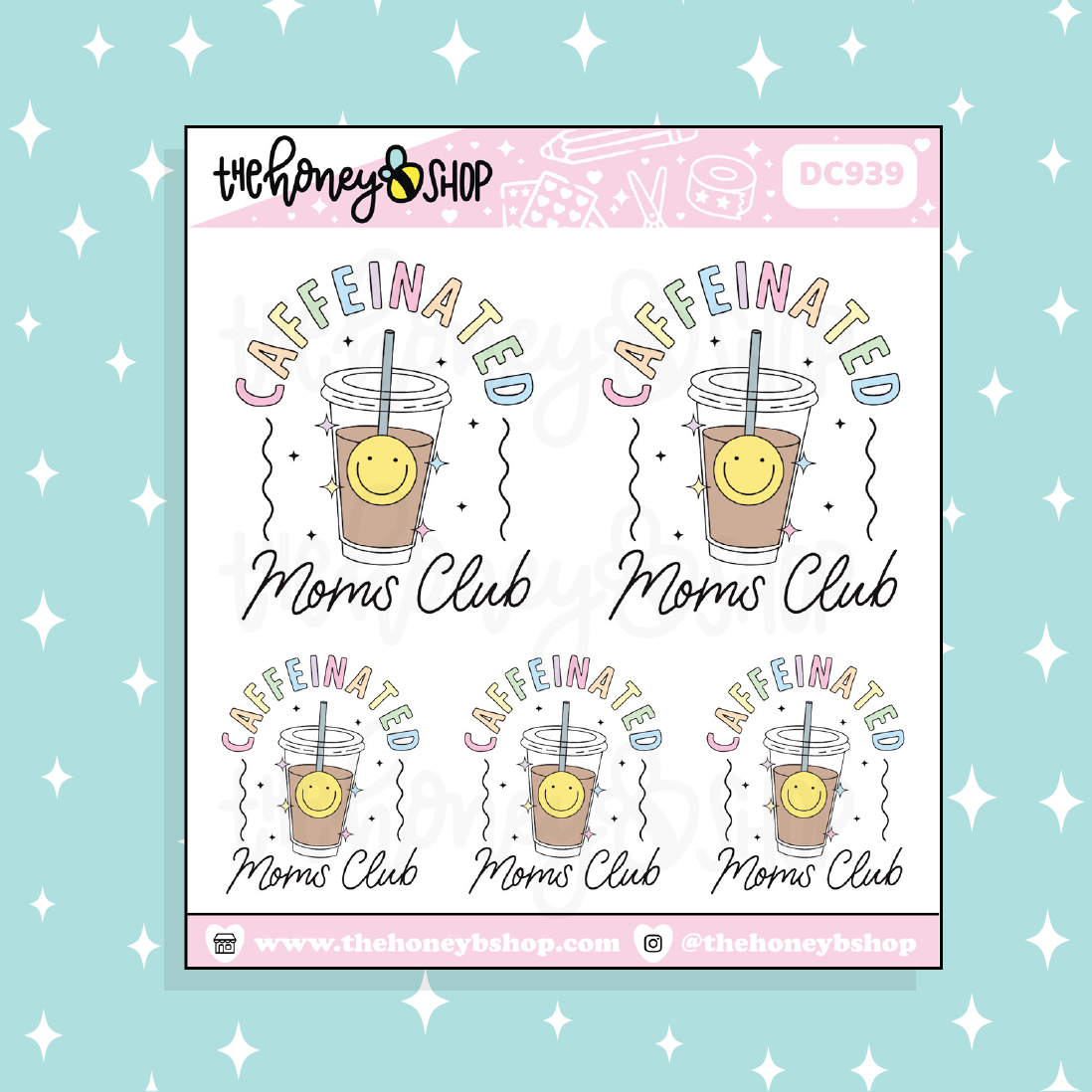 Caffeinated Moms Club Doodle Sticker